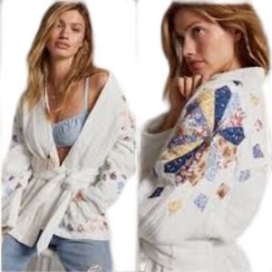 Anthropologie Quilted Patchwork Jacket Neutral Motif Size Medium